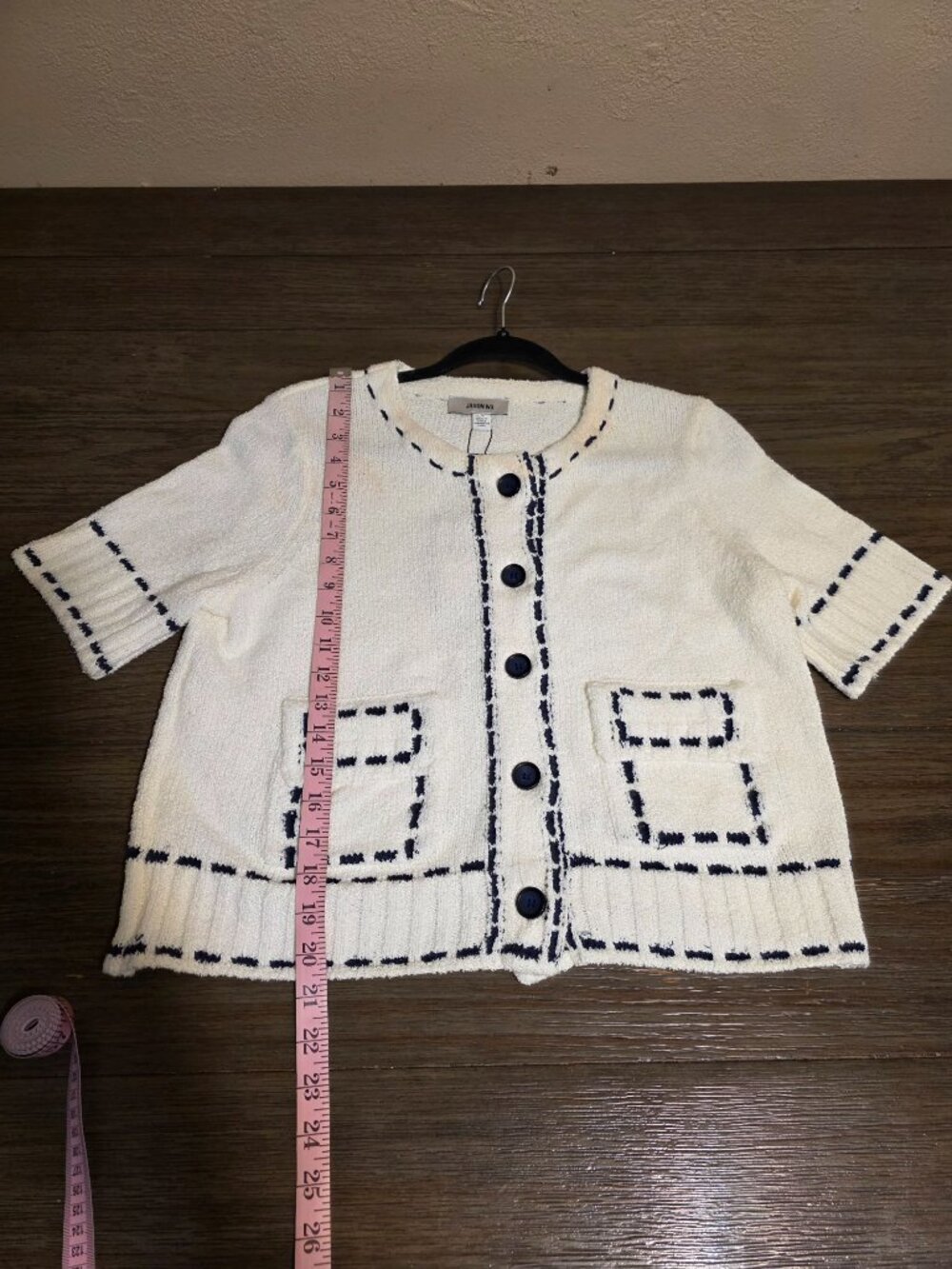 Jason Wu Stitch Detail Short Sleeve Sweater NWT Large Flawed Knit Top Ivory - Picture 3 of 13